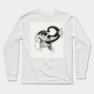 Javanese Dancer Sketch Long Sleeve T-Shirt